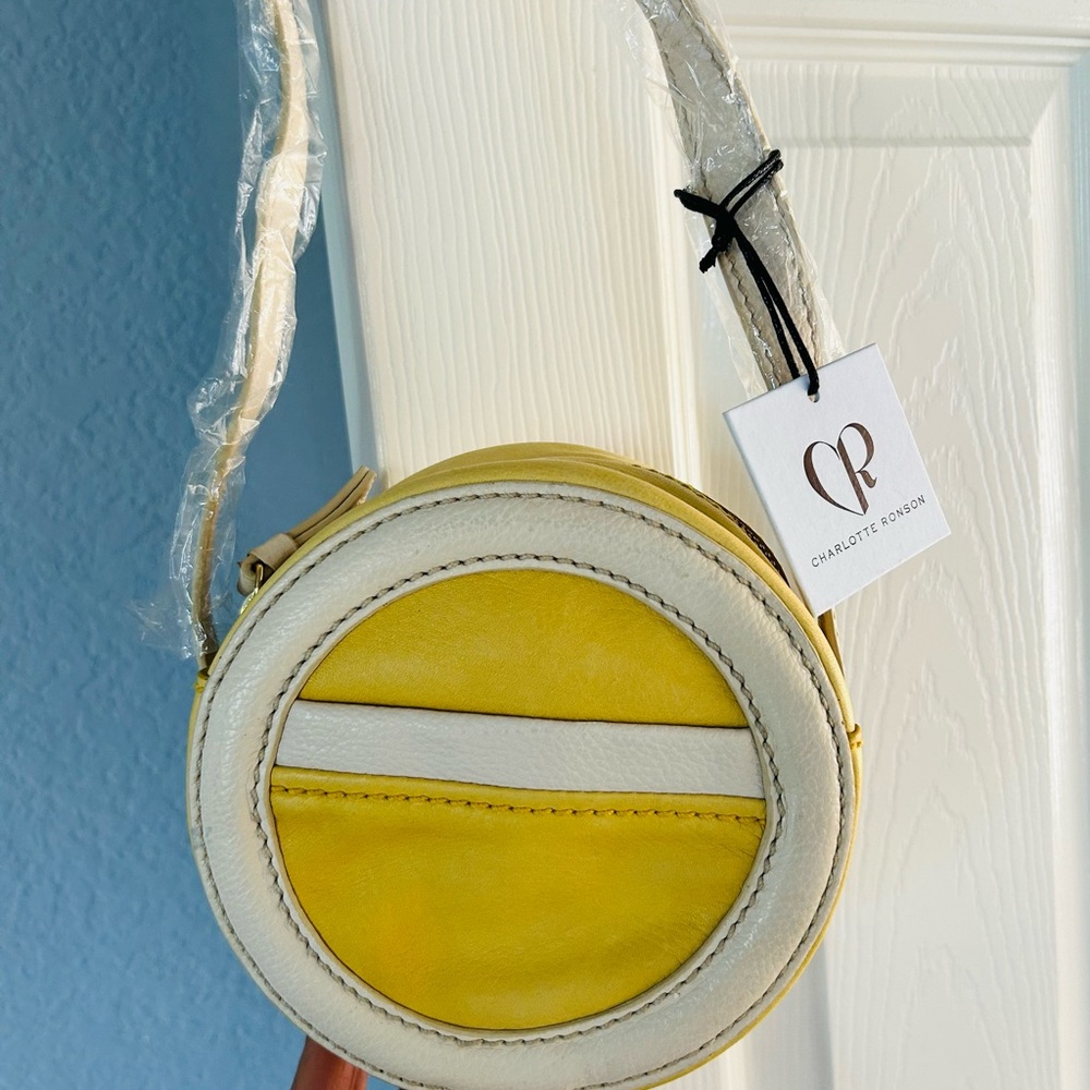 Charlotte Ronson Yellow and Cream Mini Crossbody Bag
